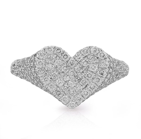 10K White Gold 1CT Natural Diamond Heart Shape Women Side Iced Ring - Elite Jewelers - Rings