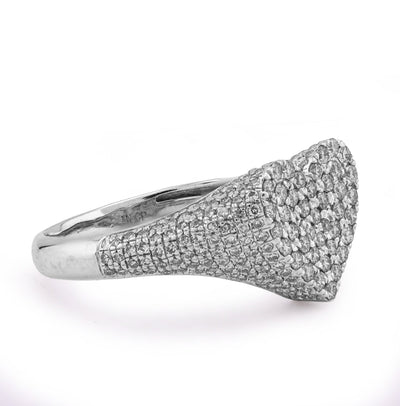 10K White Gold 1CT Natural Diamond Heart Shape Women Side Iced Ring - Elite Jewelers - Rings