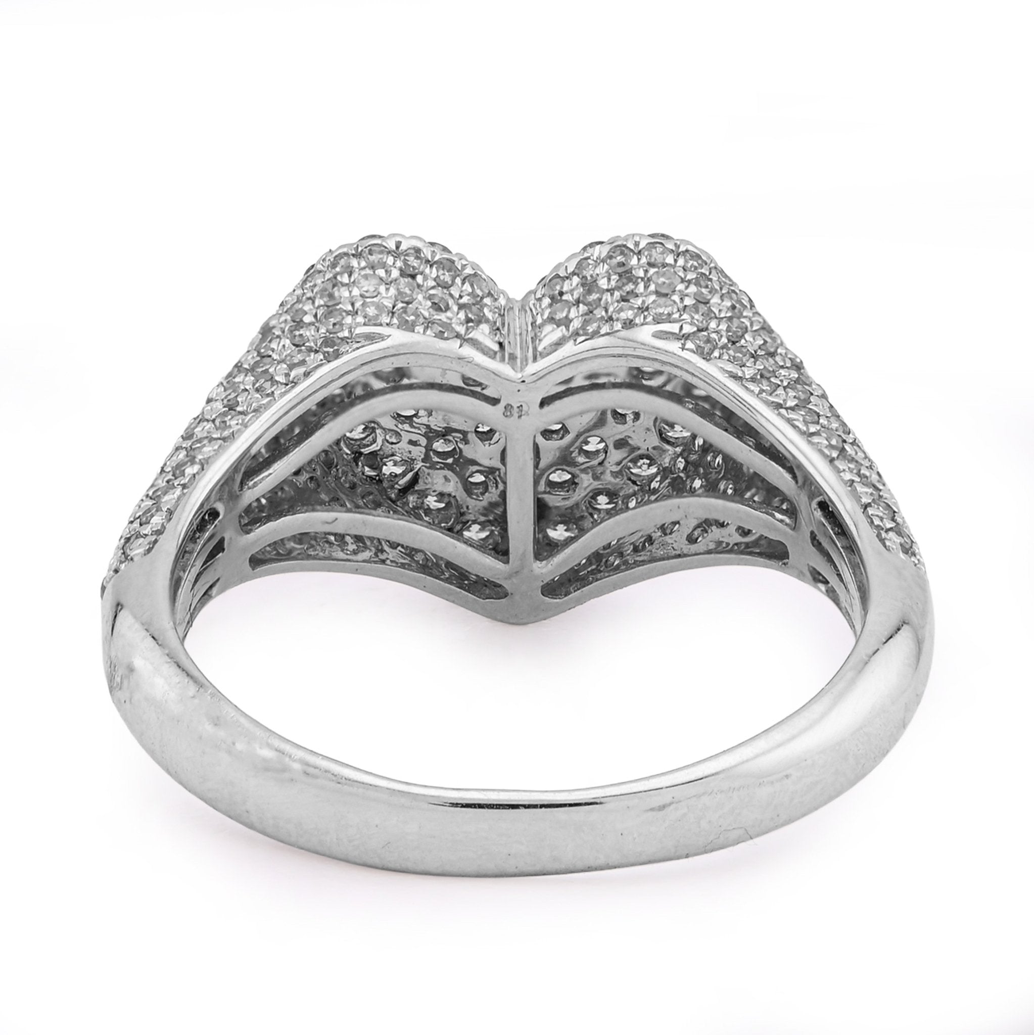 10K White Gold 1CT Natural Diamond Heart Shape Women Side Iced Ring - Elite Jewelers - Rings