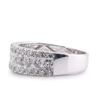 10K White Gold 2.02CT 3-Row Round Lab Diamond Men Band - Elite Jewelers-Rings