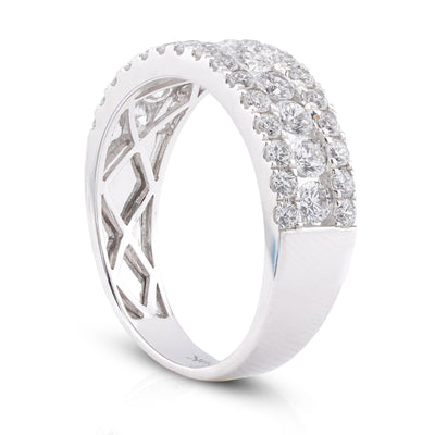 10K White Gold 2.02CT 3-Row Round Lab Diamond Men Band - Elite Jewelers-Rings