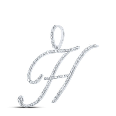 10k White Gold 2.15g 0.67CTW Natural Diamond Initial "H" Pendant Alphabet Charm - Elite Jewelers - Charms & Pendants