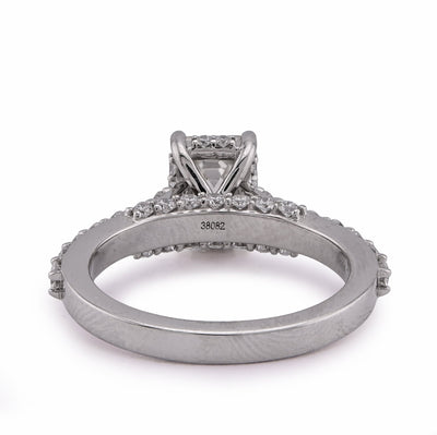 10K White Gold 2.17CT Centre Emerald Round Side Lab Diamond Women Ring - Elite Jewelers - Rings