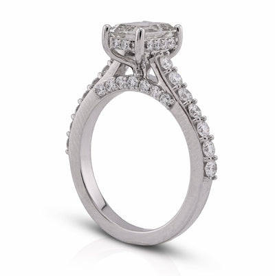 10K White Gold 2.17CT Centre Emerald Round Side Lab Diamond Women Ring - Elite Jewelers - Rings