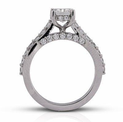 10K White Gold 2.17CT Centre Emerald Round Side Lab Diamond Women Ring - Elite Jewelers - Rings