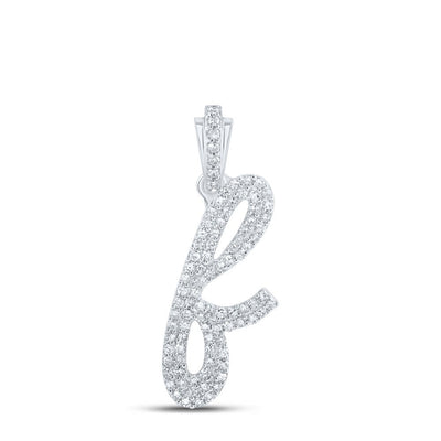 10k White Gold 2.2g 0.4CTW Natural Diamond Initial "F" Pendant Alphabet Charm - Elite Jewelers - Charms & Pendants