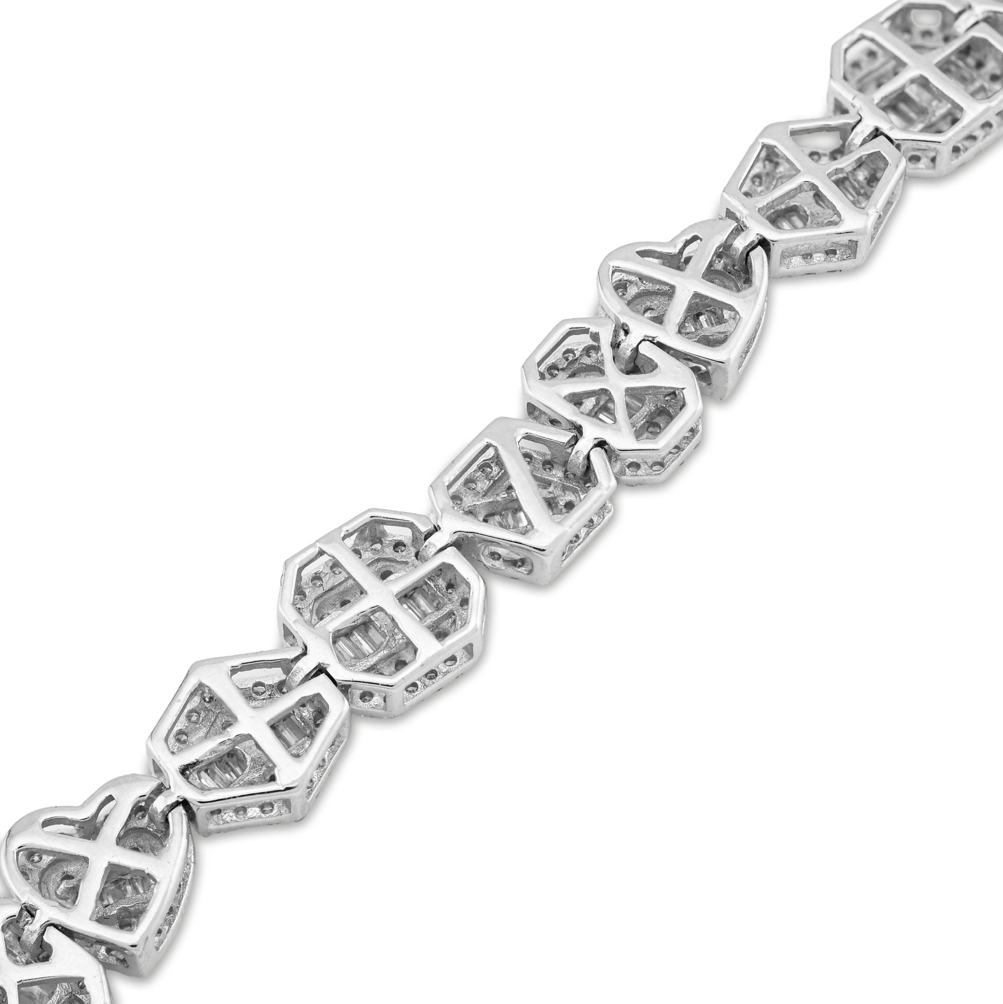 10K White Gold 2.33 CT Natural Diamond Designer Bracelet 7" Men Women 7.5MM 15.4g - Elite Jewelers - Bracelets