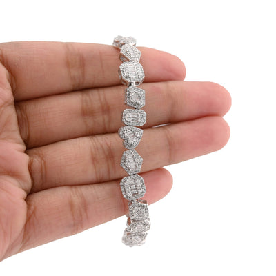 10K White Gold 2.33 CT Natural Diamond Designer Bracelet 7" Men Women 7.5MM 15.4g - Elite Jewelers - Bracelets