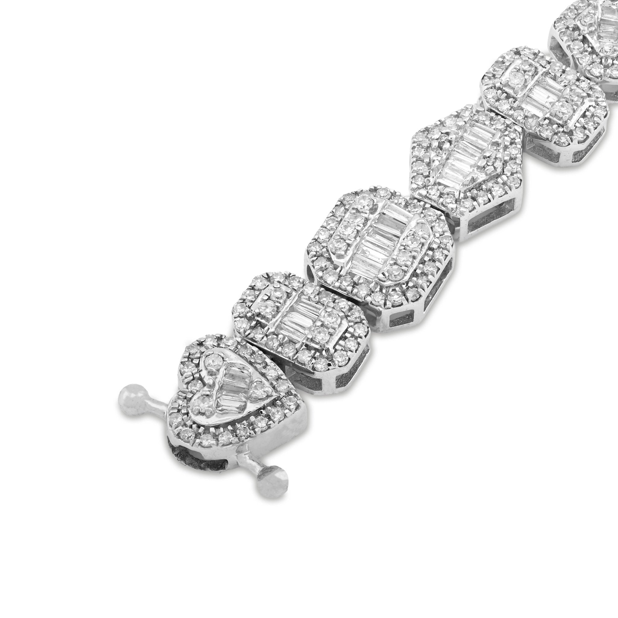 10K White Gold 2.33 CT Natural Diamond Designer Bracelet 7" Men Women 7.5MM 15.4g - Elite Jewelers - Bracelets