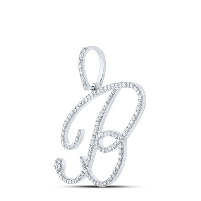 10k White Gold 2.39g 0.78CTW Natural Diamond Initial "B" Pendant Alphabet Charm - Elite Jewelers - Charms & Pendants