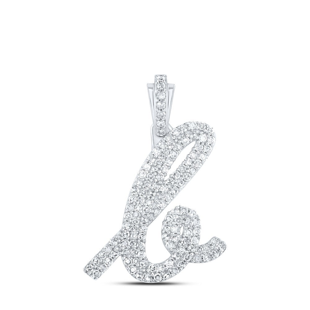 10k White Gold 2.5g 0.65CTW Natural Diamond Initial "B" Pendant Alphabet Charm - Elite Jewelers - Charms & Pendants