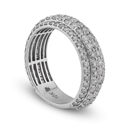 10K White Gold 2.65CT 4 Row Natural Diamond Men Ring Band - Elite Jewelers - Rings