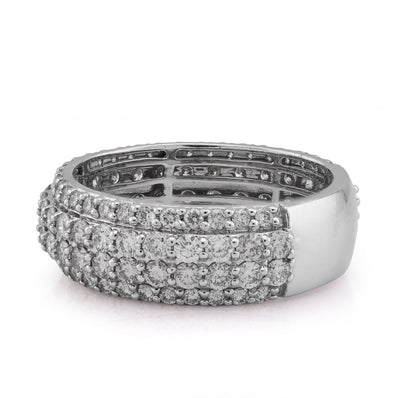 10K White Gold 2.65CT 4 Row Natural Diamond Men Ring Band - Elite Jewelers - Rings