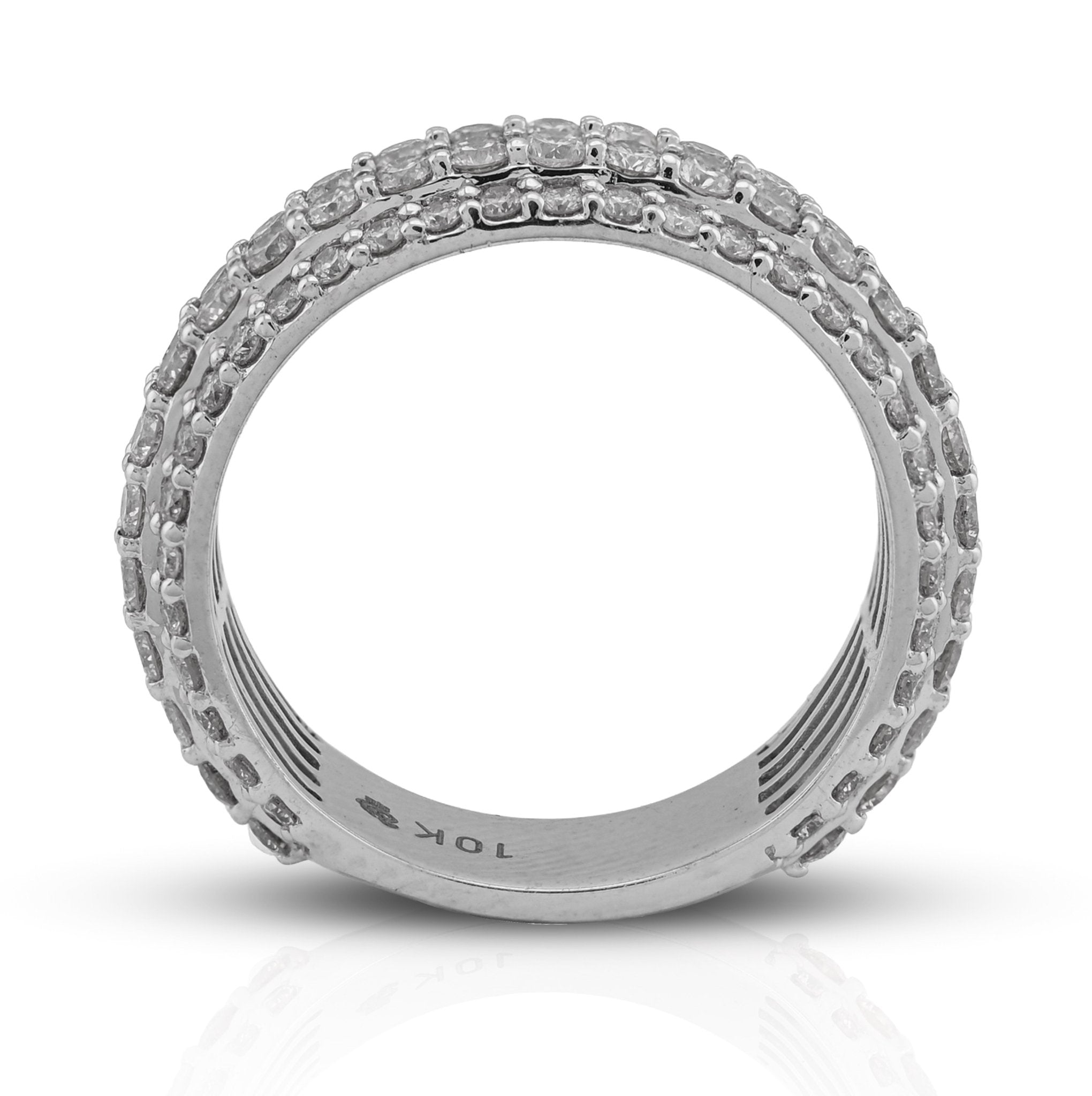 10K White Gold 2.65CT 4 Row Natural Diamond Men Ring Band - Elite Jewelers - Rings