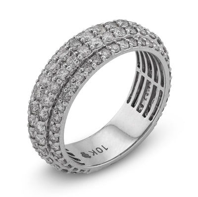10K White Gold 2.65CT 4 Row Natural Diamond Men Ring Band - Elite Jewelers - Rings