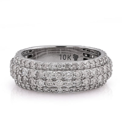 10K White Gold 2.65CT 4 Row Natural Diamond Men Ring Band - Elite Jewelers - Rings