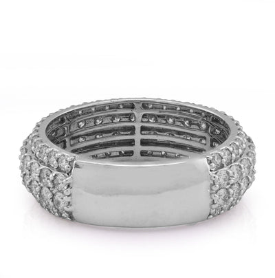 10K White Gold 2.65CT 4 Row Natural Diamond Men Ring Band - Elite Jewelers - Rings
