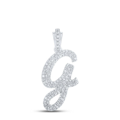10k White Gold 2.6gms 0.52CTW Natural Diamond Initial "G" Letter Pendant Charm - Elite Jewelers - Charms & Pendants