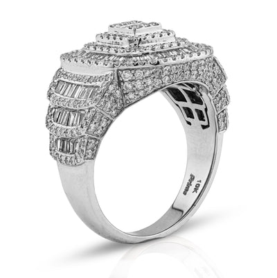 10K White Gold 2.73CT Baguette Natural Diamond Rectangular Men Pinky Ring - Elite Jewelers - Rings
