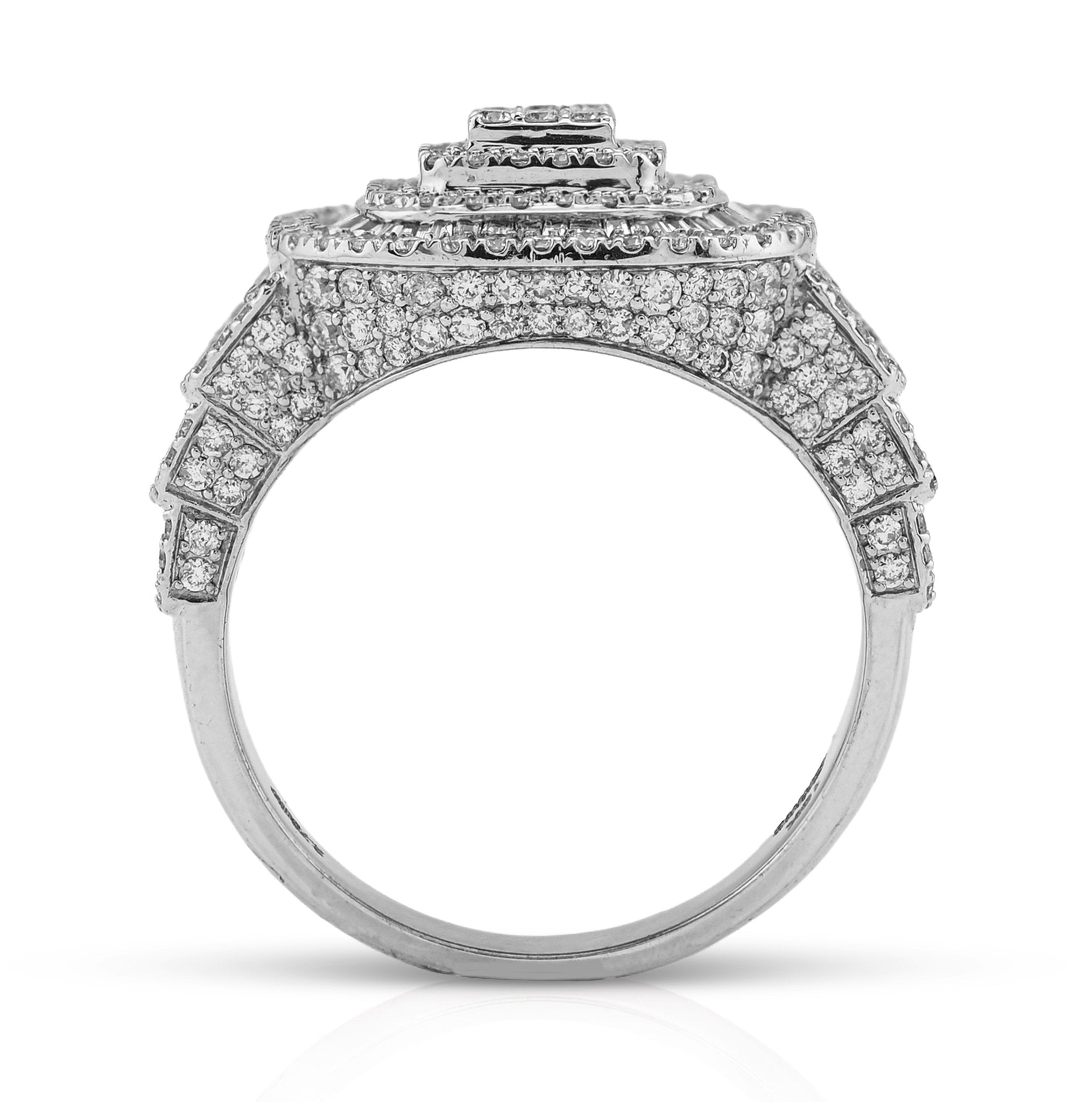 10K White Gold 2.73CT Baguette Natural Diamond Rectangular Men Pinky Ring - Elite Jewelers - Rings