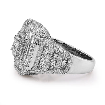10K White Gold 2.73CT Baguette Natural Diamond Rectangular Men Pinky Ring - Elite Jewelers - Rings