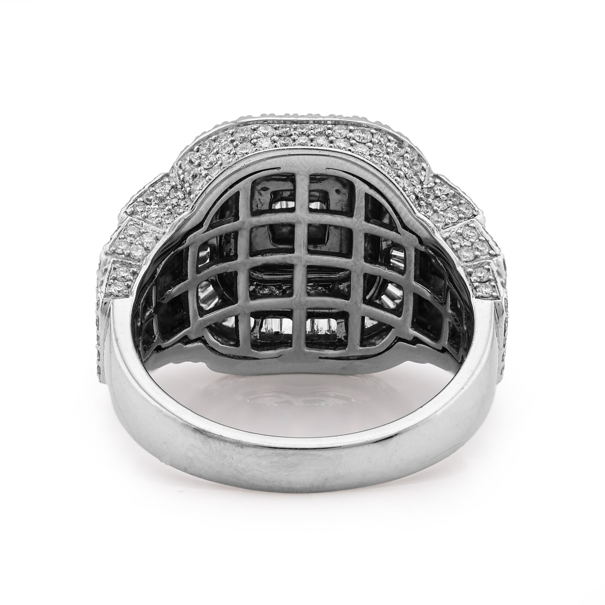 10K White Gold 2.73CT Baguette Natural Diamond Rectangular Men Pinky Ring - Elite Jewelers - Rings