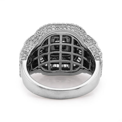 10K White Gold 2.73CT Baguette Natural Diamond Rectangular Men Pinky Ring - Elite Jewelers - Rings