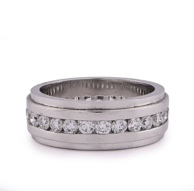 10K White Gold 2CT Centre Row Band Lab Diamond Men Women Ring - Elite Jewelers - Rings