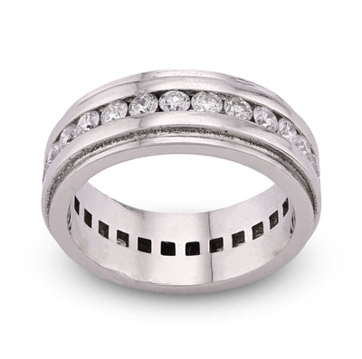10K White Gold 2CT Centre Row Band Lab Diamond Men Women Ring - Elite Jewelers - Rings
