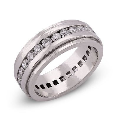 10K White Gold 2CT Centre Row Band Lab Diamond Men Women Ring - Elite Jewelers - Rings