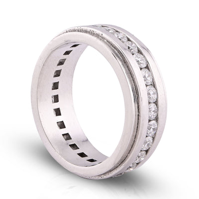 10K White Gold 2CT Centre Row Band Lab Diamond Men Women Ring - Elite Jewelers - Rings