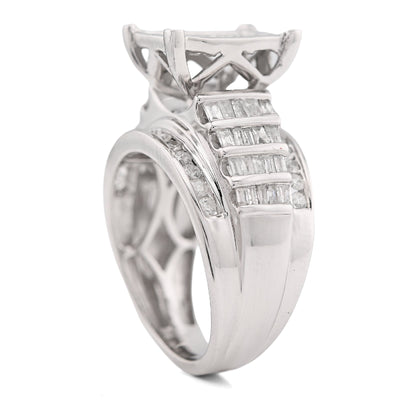 10K White Gold 2CT Natural Dimaond Princess/Round/Baguette Rectangular 12.6MM Women Wedding Ring - Elite Jewelers - Rings