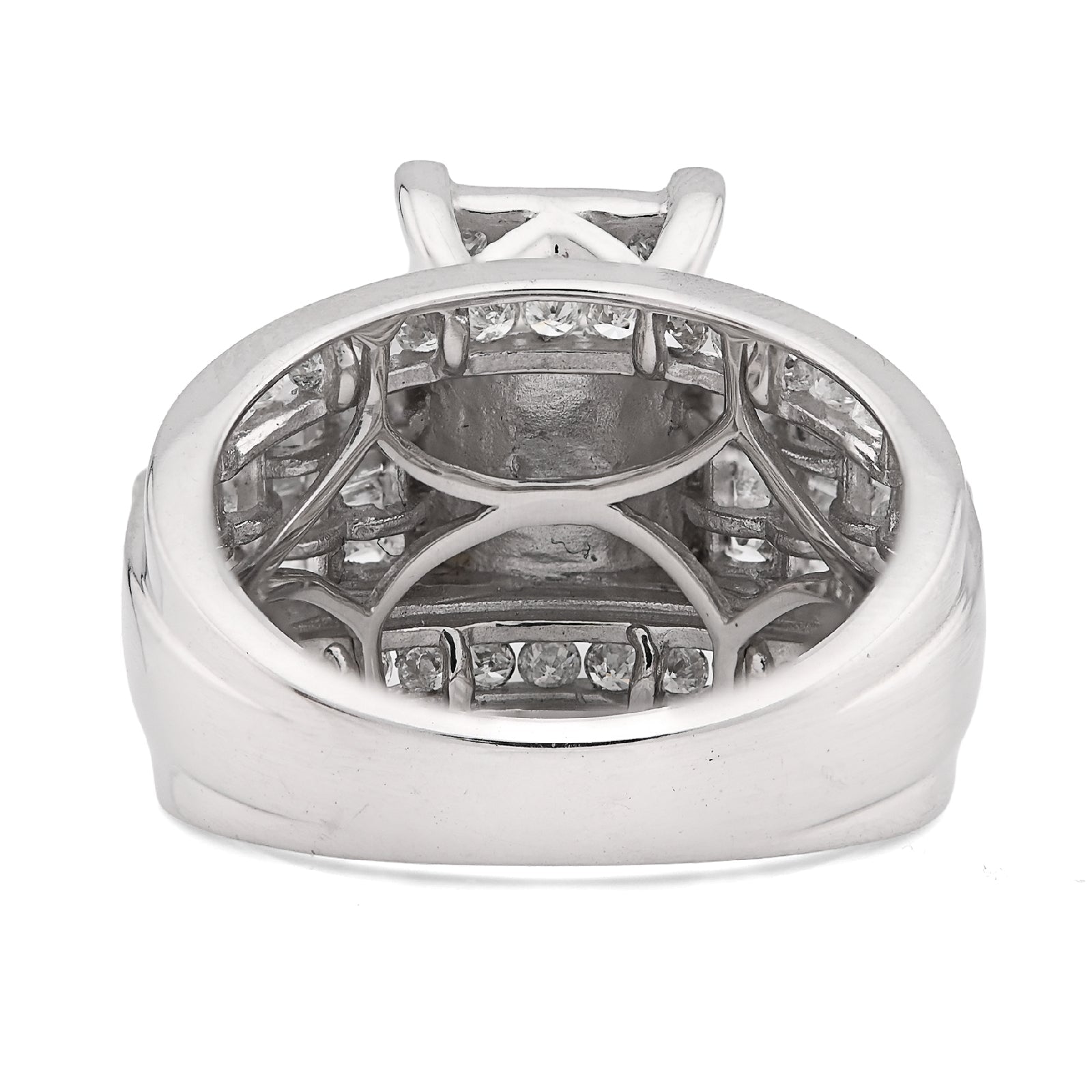10K White Gold 2CT Natural Dimaond Princess/Round/Baguette Rectangular 12.6MM Women Wedding Ring - Elite Jewelers - Rings