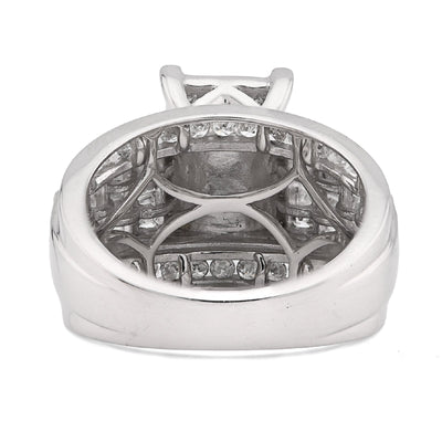 10K White Gold 2CT Natural Dimaond Princess/Round/Baguette Rectangular 12.6MM Women Wedding Ring - Elite Jewelers - Rings