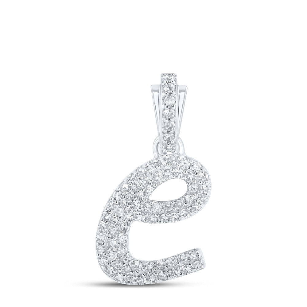 10k White Gold 2gms 0.31CTW Natural Diamond Initial "E" Letter Pendant Charm - Elite Jewelers - Charms & Pendants