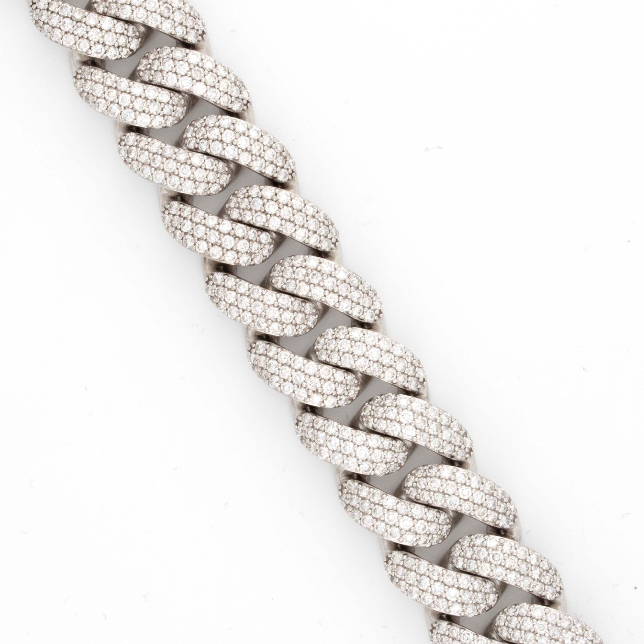 10k White Gold 3 Row Honeycomb Cuban 13.75CT Diamond Bracelet all Round Diamonds - Elite Jewelers - Offline Collection