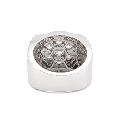10K White Gold 3.17CT Flower Cluster Centre Halo Men President's Lab Diamond Pinky Ring - Elite Jewelers-Rings