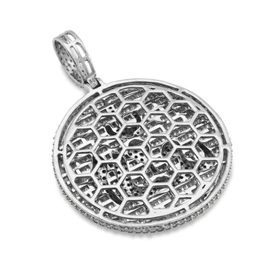 10K White Gold 3.25CT Natural Diamond "Allah" Round Pendant Men Women Charm - Elite Jewelers - Charms & Pendants