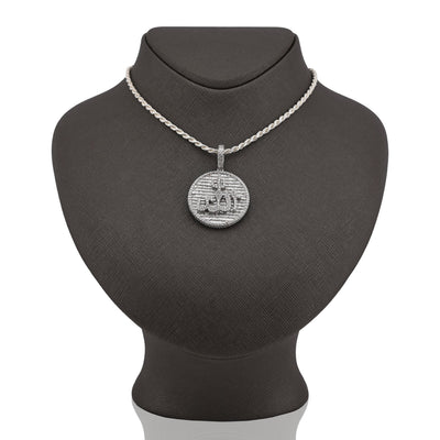 10K White Gold 3.25CT Natural Diamond "Allah" Round Pendant Men Women Charm - Elite Jewelers - Charms & Pendants