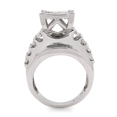 10K White Gold 3CT Natural Dimaond Princess/Round/Baguette Rectangular 14.4MM Women Wedding Ring - Elite Jewelers - Rings