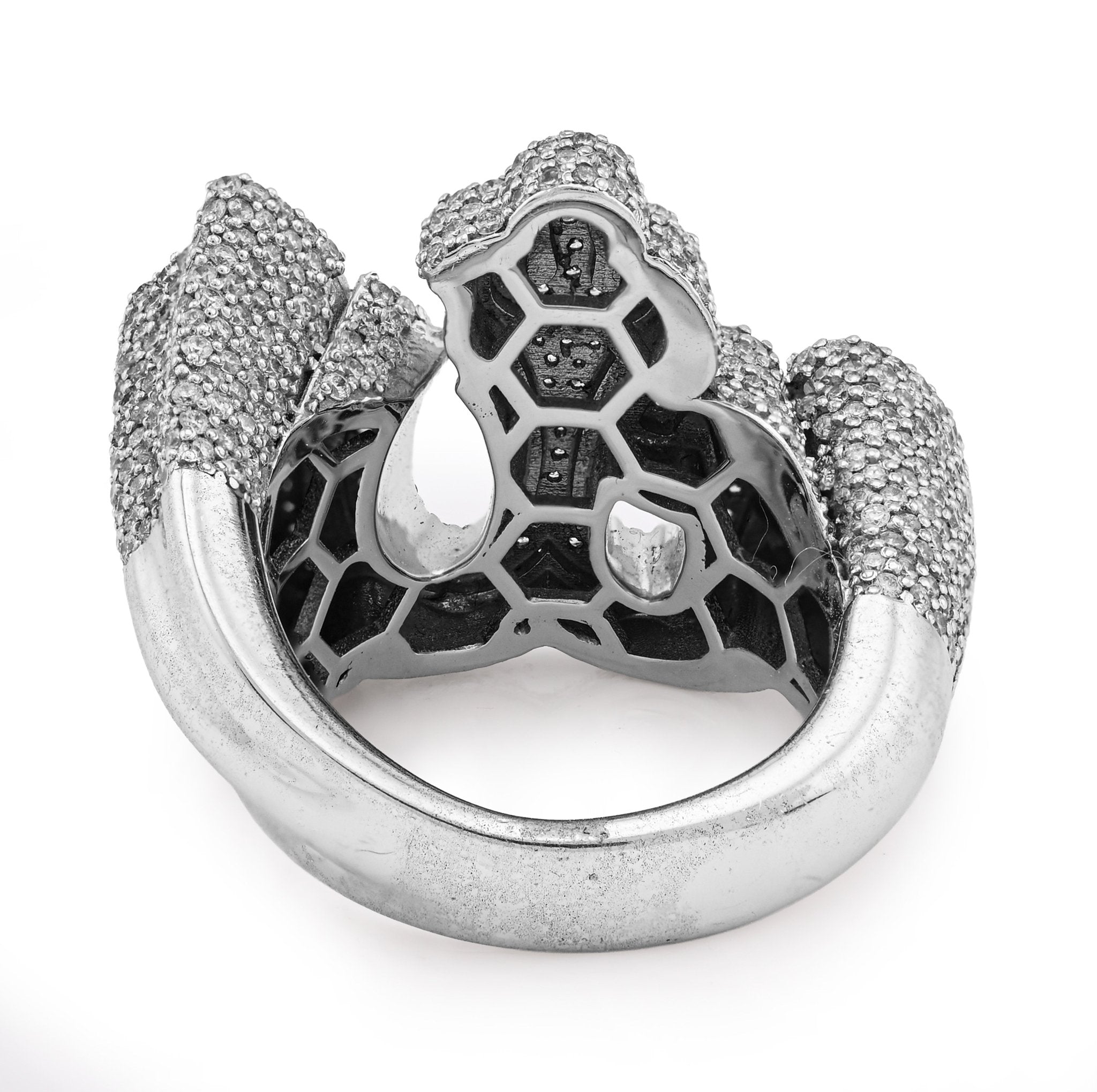 10K White Gold 4.75CT Natural Diamond Men "Allah" Pinky Ring - Elite Jewelers - Rings
