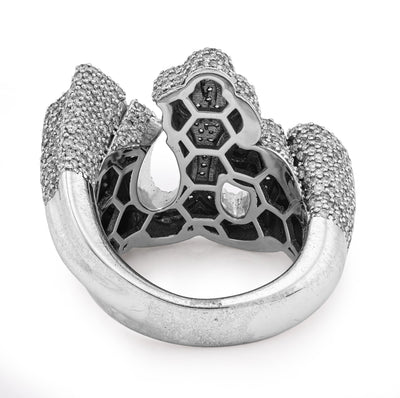 10K White Gold 4.75CT Natural Diamond Men "Allah" Pinky Ring - Elite Jewelers - Rings