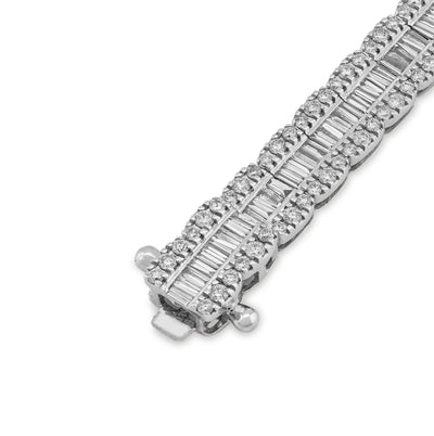 10K White Gold 4.76 CT Natural Diamond Round/baguette Single Row 6.5MM 8" Tennis Bracelet Men Women 16g - Elite Jewelers - Bracelets