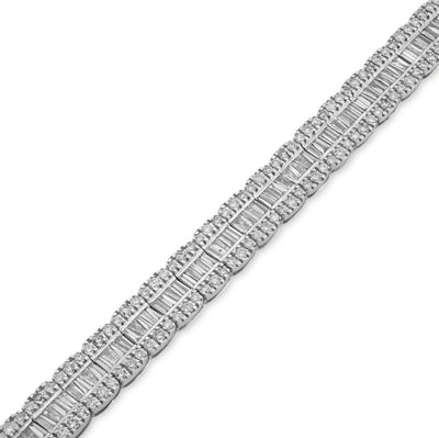 10K White Gold 4.76 CT Natural Diamond Round/baguette Single Row 6.5MM 8" Tennis Bracelet Men Women 16g - Elite Jewelers - Bracelets