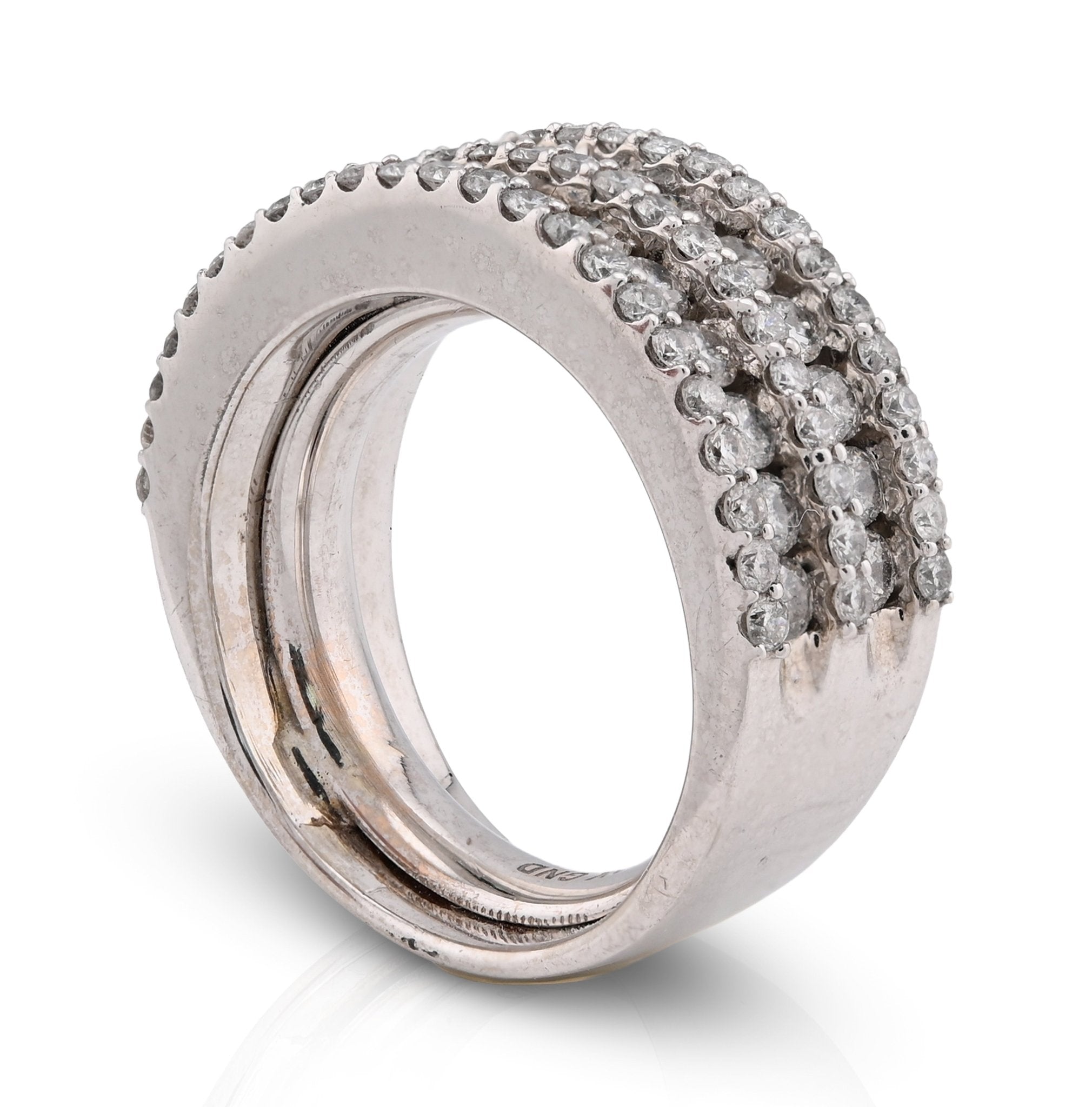 10K White Gold 5 Row Natural Diamond 2.75CT Men Rings Band - Elite Jewelers - Rings