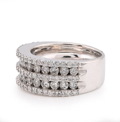 10K White Gold 5 Row Natural Diamond 2.75CT Men Rings Band - Elite Jewelers - Rings