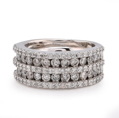 10K White Gold 5 Row Natural Diamond 2.75CT Men Rings Band - Elite Jewelers - Rings