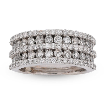 10K White Gold 5 Row Natural Diamond 2.75CT Men Rings Band - Elite Jewelers - Rings