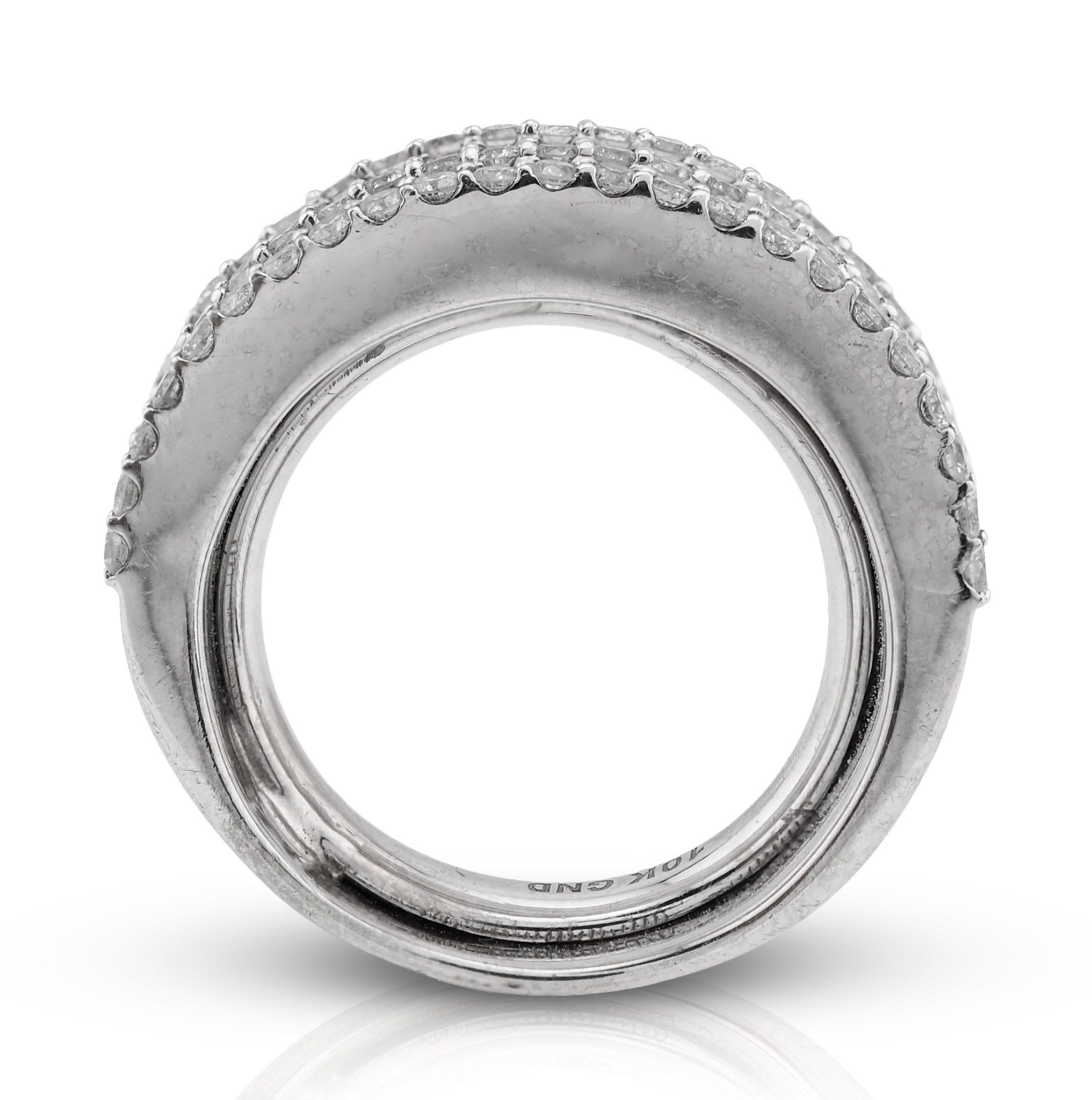 10K White Gold 5 Row Natural Diamond 2.75CT Men Rings Band - Elite Jewelers - Rings