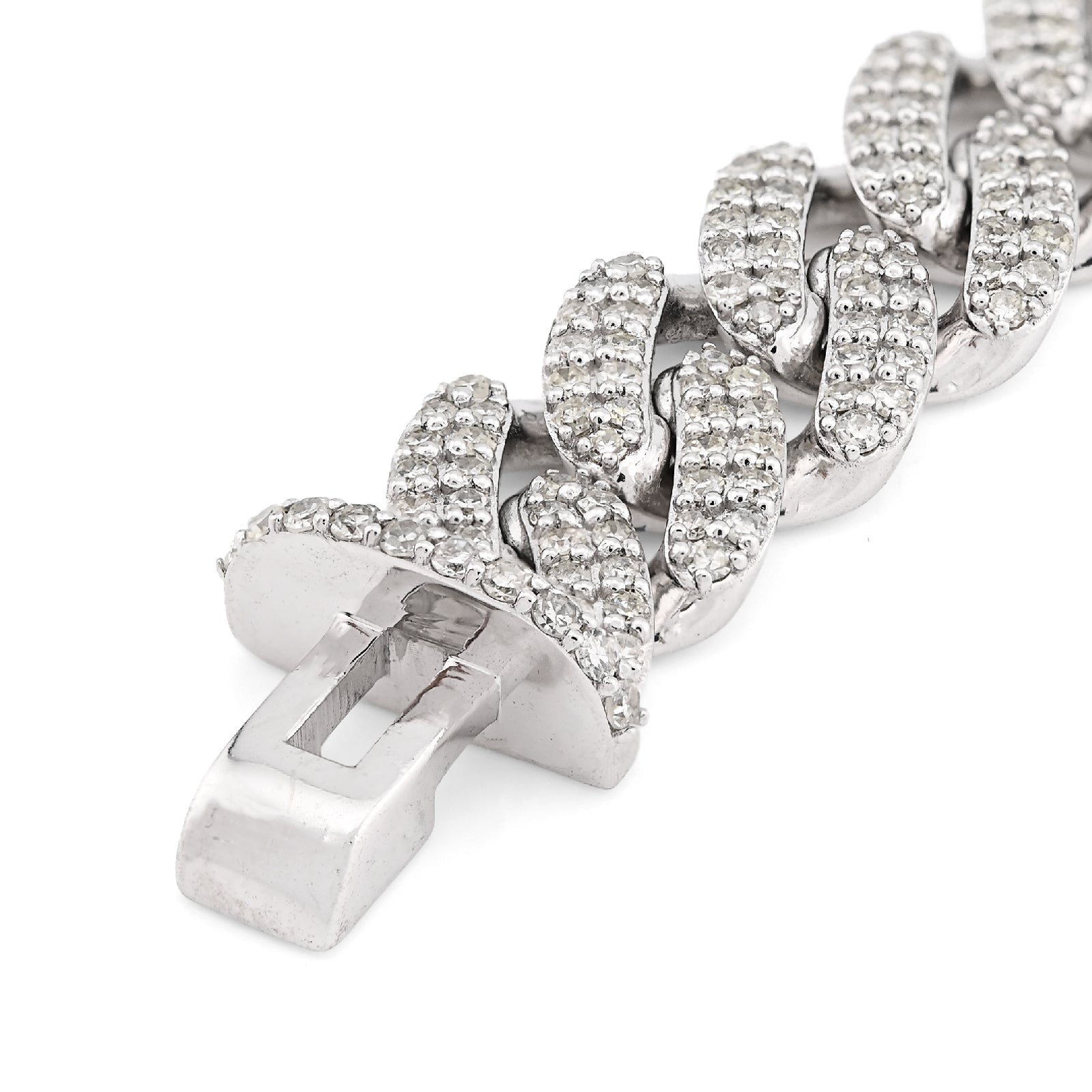 10K White Gold 5.35CT Natural Diamond Round 10MM Cuban Link Men Women 8" Bracelet 35.3g - Elite Jewelers - Bracelets